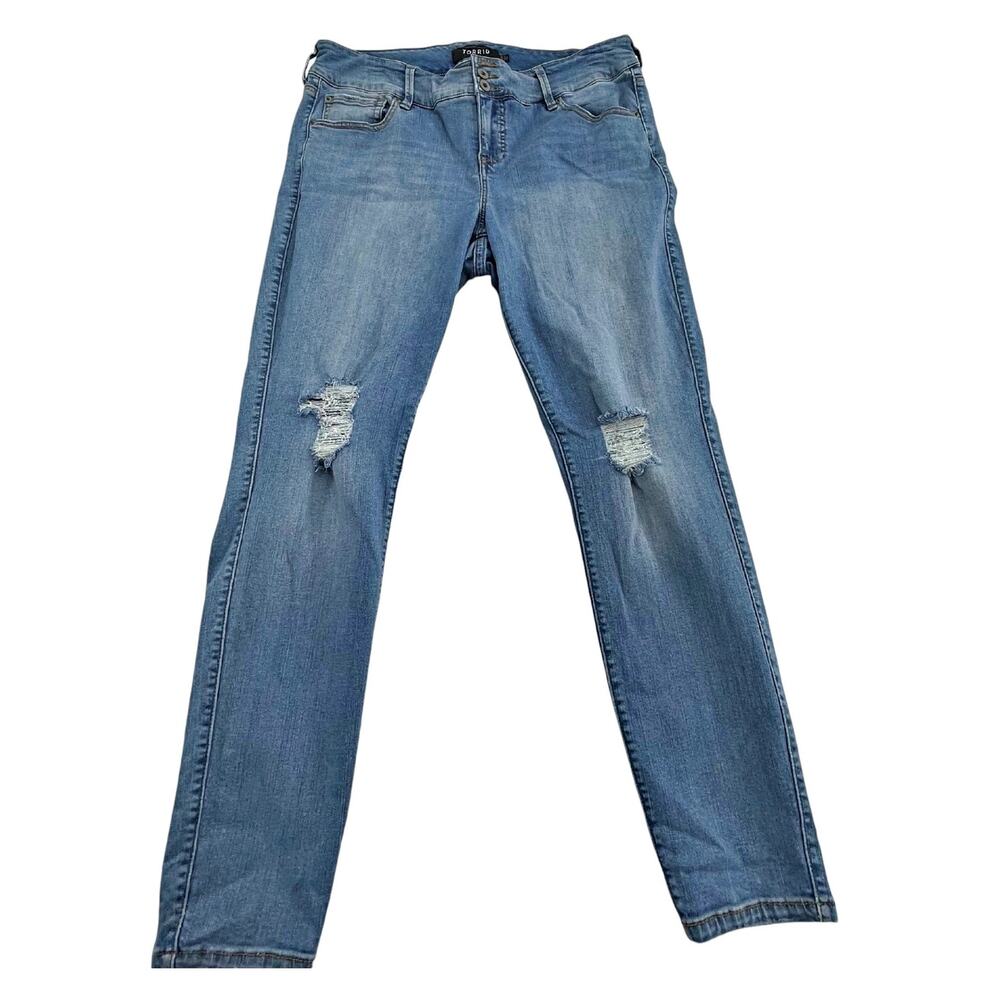 Torrid Premium 18R Mid Rise Ripped Skinny Leg Jegging Jeans Light Medium